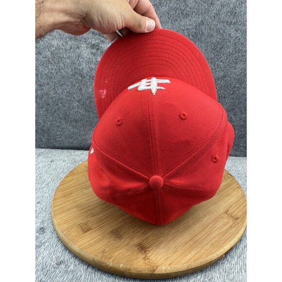 Houston Rockets Hat Cap Adult Fitted 8 1/8 Red NBA Plain Logo New Era Basketball - Picture 9 of 13